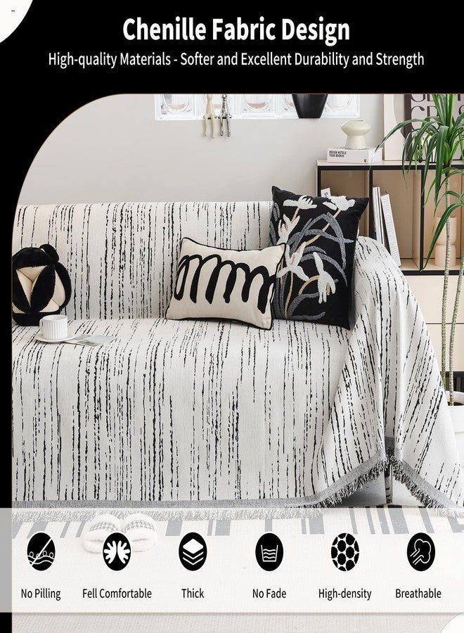 WEYOND Chenille Couch Cover Pet Friendly, Sofa Cover Washable, Reversible Sofa Slipcover for Sectional Sofa, Loveseat, 2 or 3 Cushion Couch, Corner Sofa, Futon Cover (71" X 118", White) - Image 3